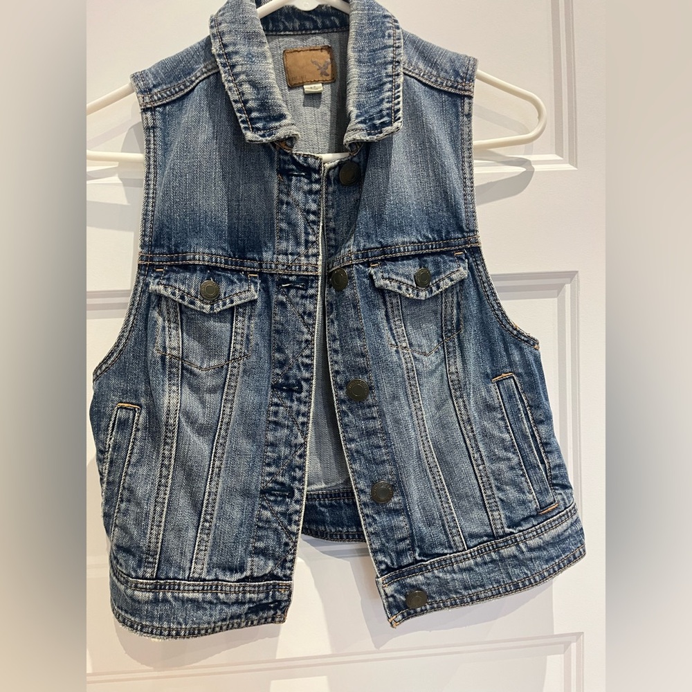 American Eagle Outfitters Blue Denim Vest